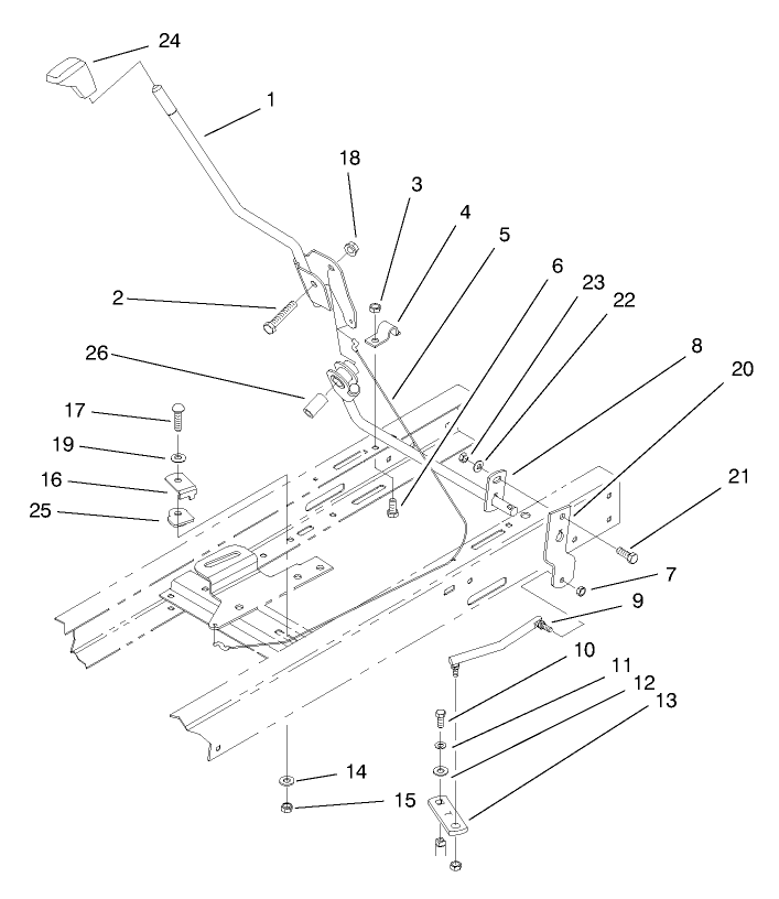 Shift Assembly Diagram and Parts List for 71190 8900001 - 8999999 Toro Lawn Tractor
