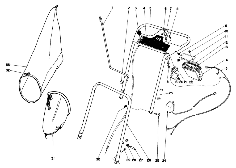 Handle Assembly Model No. 18208 Diagram and Parts List for 18257 1000001 - 1999999 Toro Lawn Mower