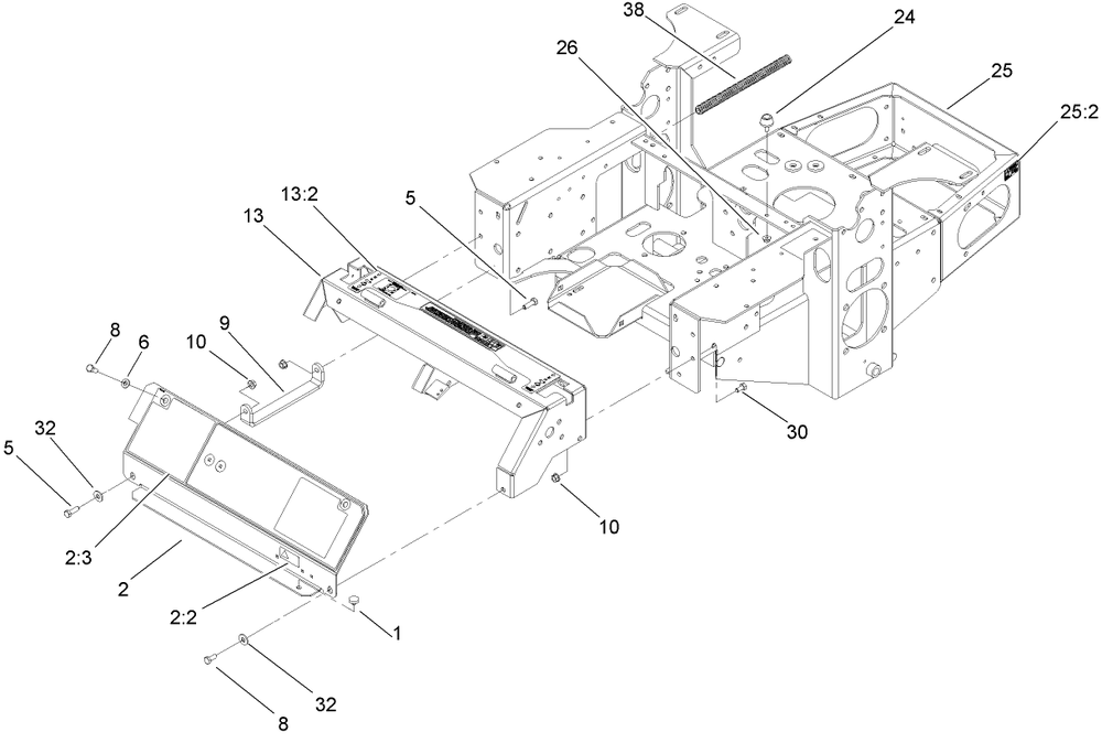 Main Frame Assembly Diagram and Parts List for 74448 (280000001-280999999)(2008) Toro Lawn Mower