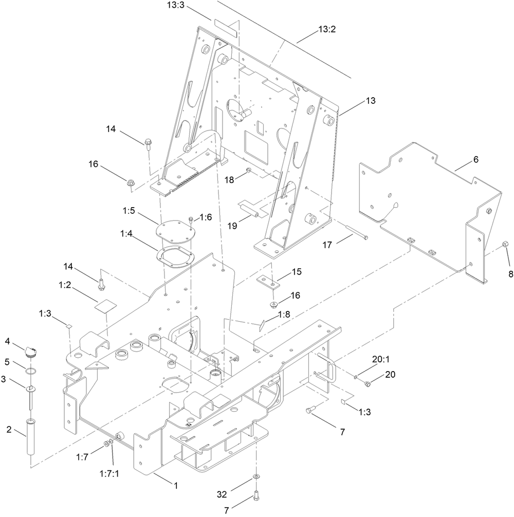 Main Frame Assembly Diagram and Parts List for 22342HA 400000000 - 411759999 Toro Lawn Tractor Accessories