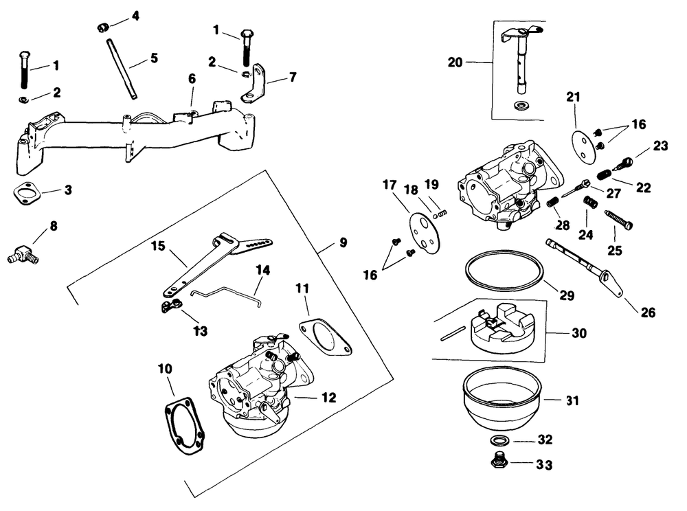 Carburetor Engine Kohler Model No. M18qs-24615 (Continued) Diagram and Parts List for 30718 0000001 - 0999999 Toro Lawn Tractor