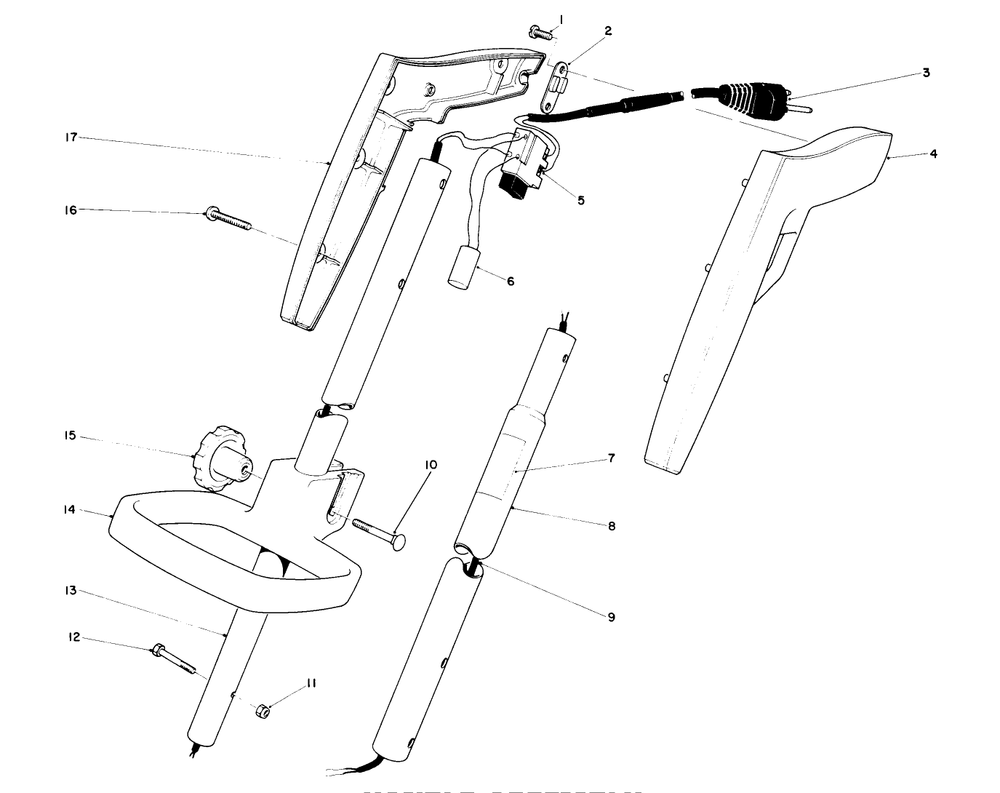 Handle Assembly Diagram and Parts List for 51317 1000001 - 1999999 Toro Trimmer