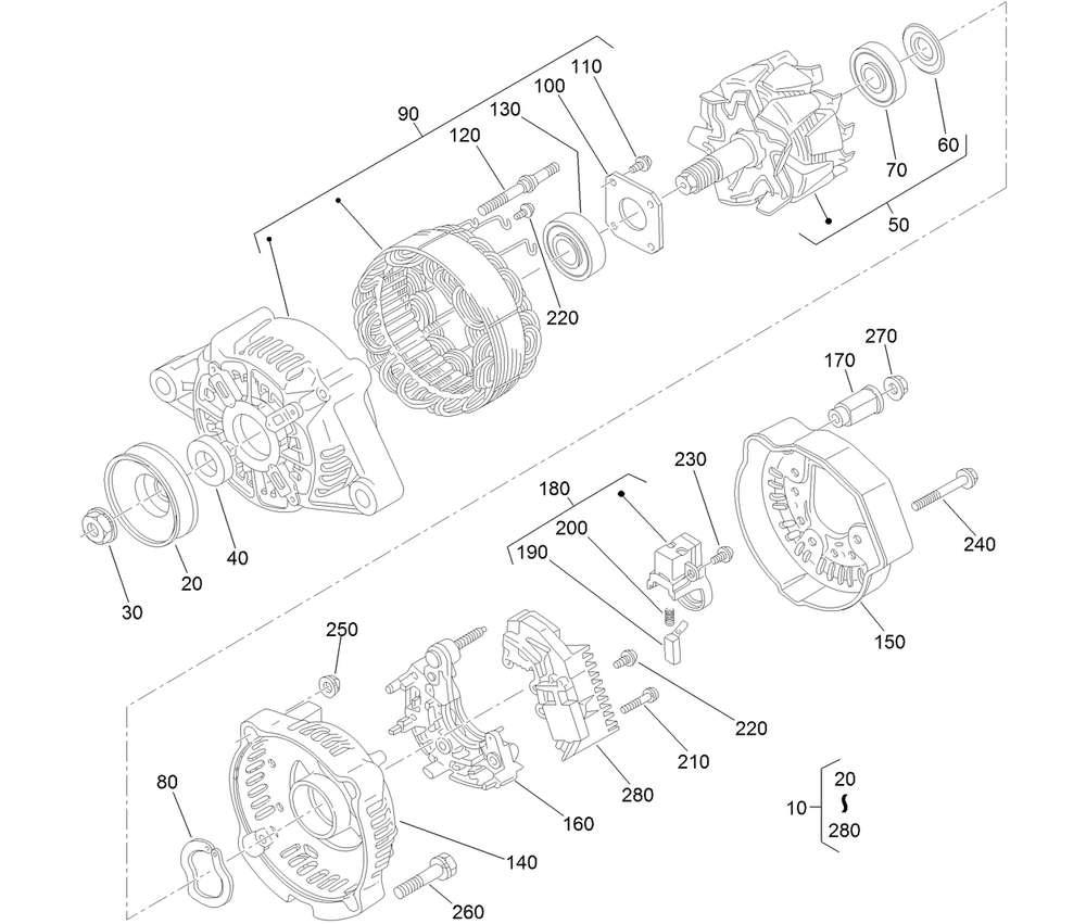 Alternator Assembly No. 131-0561 Diagram and Parts List for 22337CP 410400000 - 999999999 Toro Lawn Tractor Accessories