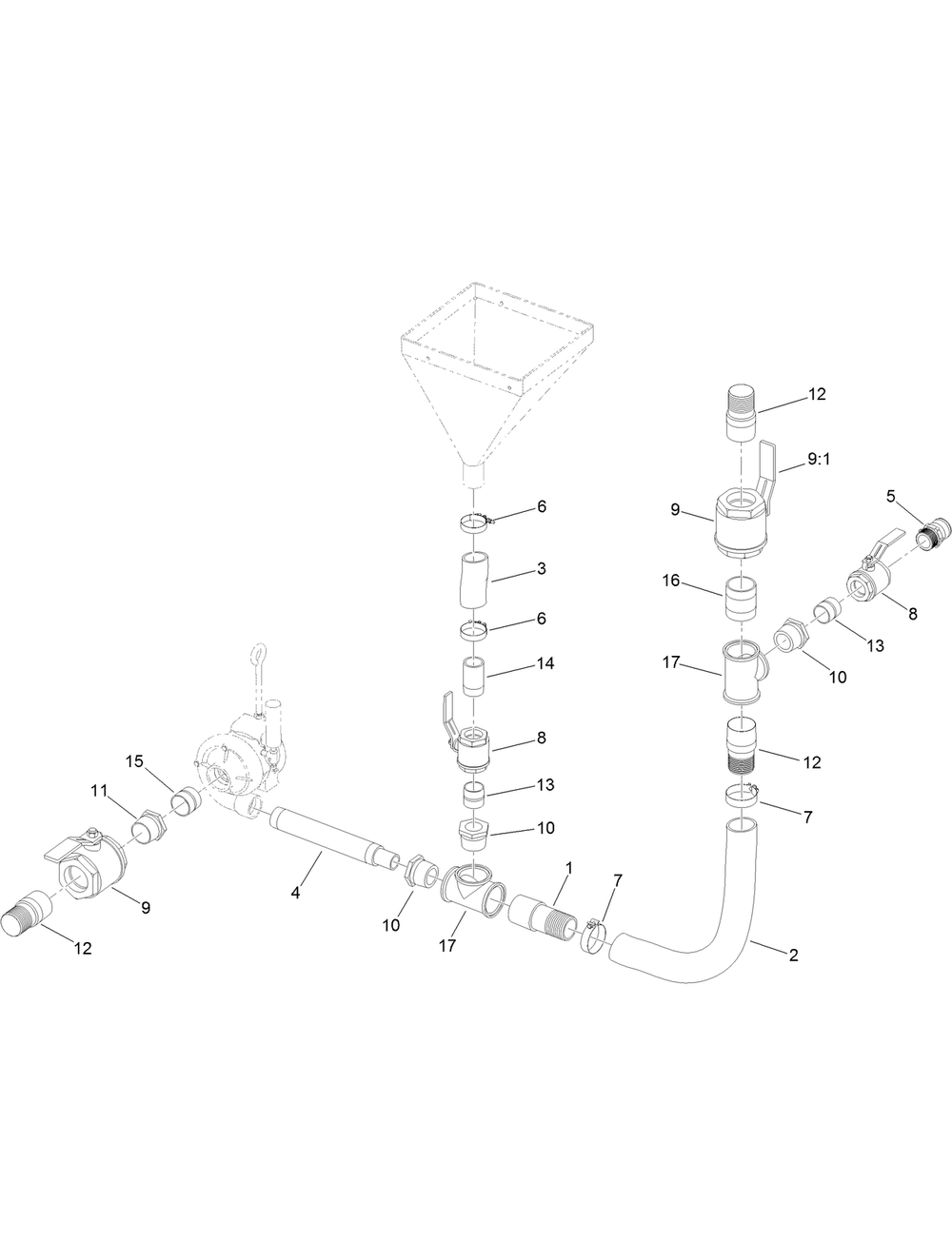 Valve And Plumbing Assembly Diagram and Parts List for 23897 400000000 - 999999999 Toro Lawn Tractor Accessories