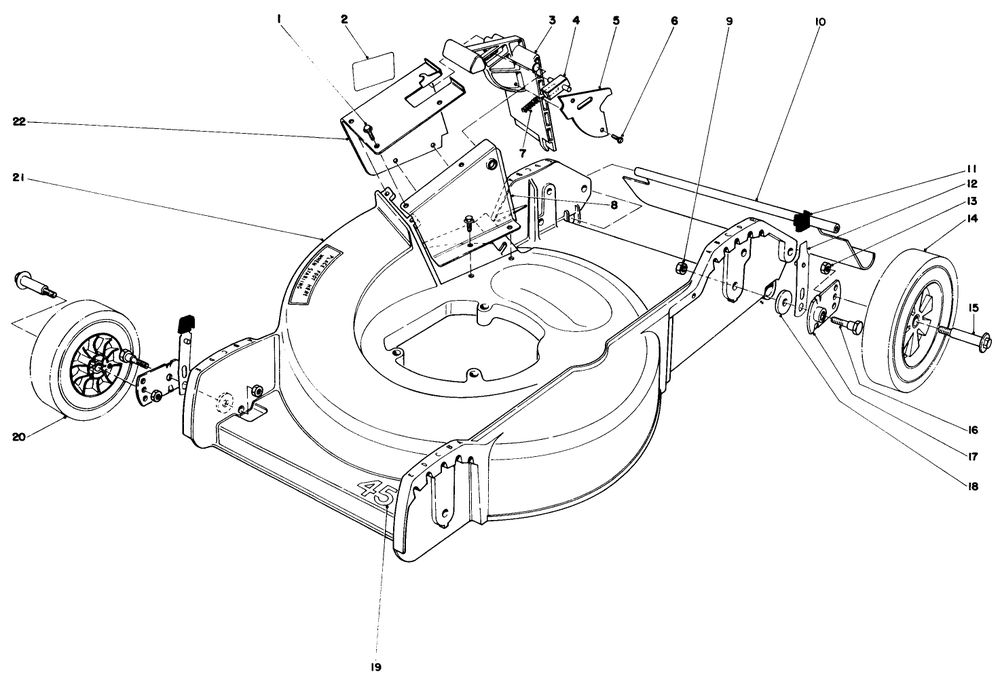 Housing Assembly Diagram and Parts List for 20758 2000001 - 2999999 Toro Lawn Mower