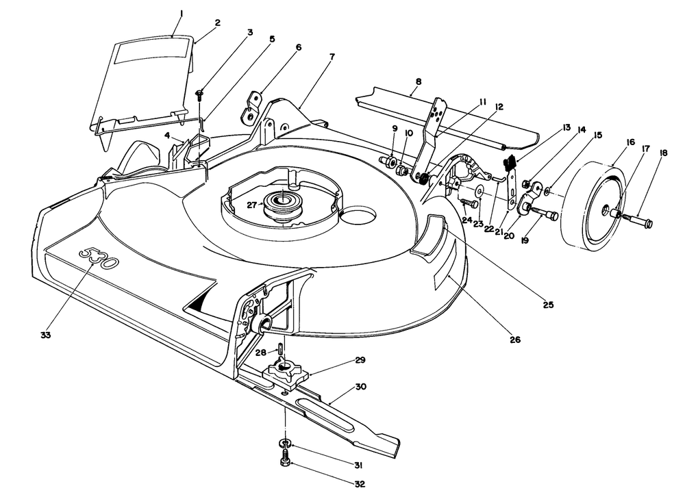 Housing Assembly Diagram and Parts List for 16297 3000001 - 3999999 Toro Lawn Mower