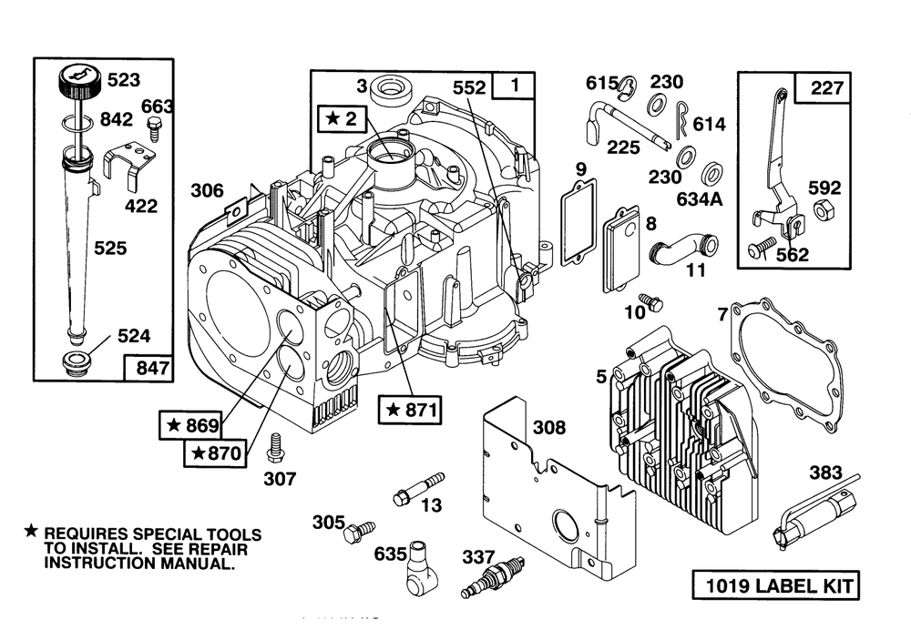 Engine Briggs & Stratton Model 286707-0452-01 Diagram and Parts List for 71180 3900001 - 3999999 Toro Lawn Tractor