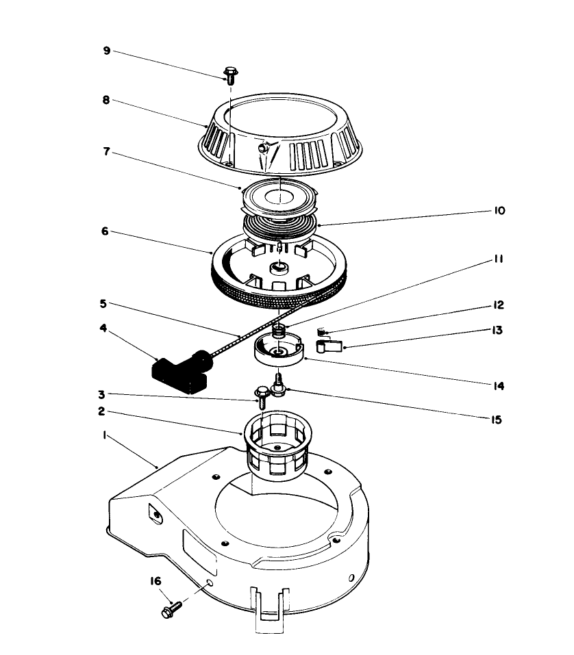 Recoil Assembly (Model No. 47pg6 & 47ph7) Diagram and Parts List for 20684 8000001 - 8999999 Toro Lawn Mower
