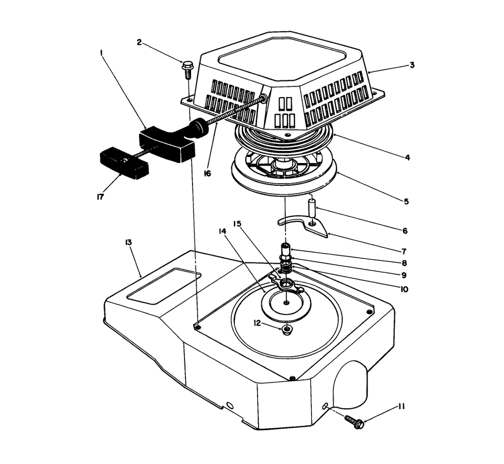 Recoil Assembly (Model No. Vml0-2) Diagram and Parts List for 20211 1000001 - 1999999 Toro Lawn Mower
