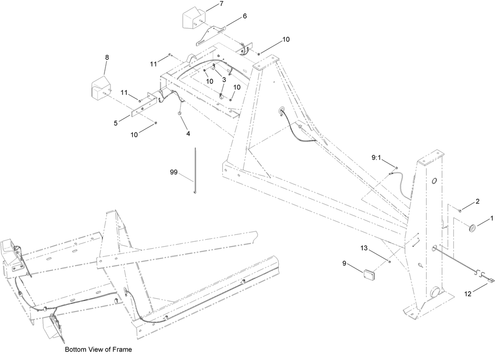 Trailer Light Assembly Diagram and Parts List for 68006C 402000000 - 404319999 Toro Cement Mixer