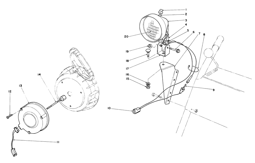 Light Kit No. 54-9821 (Optional) Diagram and Parts List for 38065 8000001 - 8999999 Toro Snow Blower