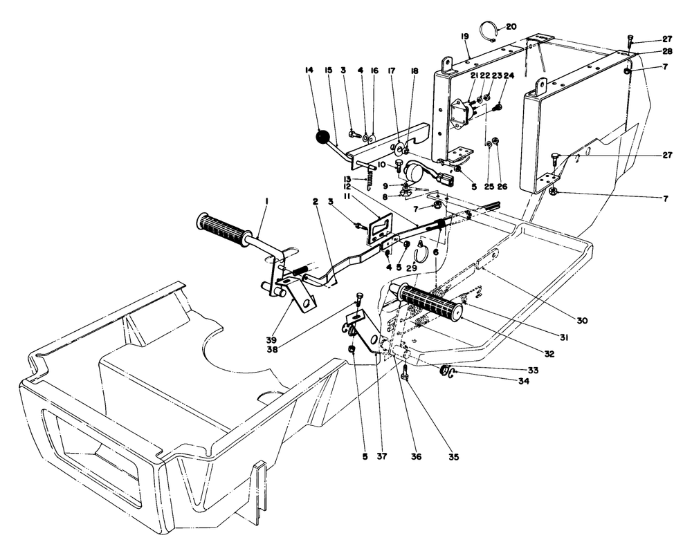 Brake & Clutch Pedal Assembly Diagram and Parts List for 57356 2000001 - 2999999 Toro Lawn Tractor