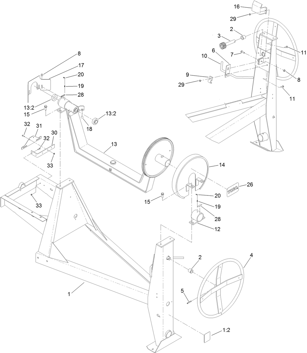 Frame Assembly Diagram and Parts List for 68009HD 400000000 - 401999999 Toro Cement Mixer