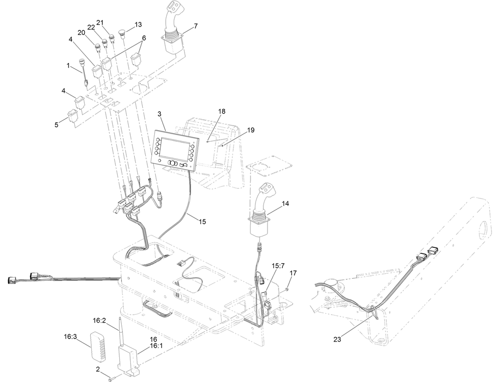 Operator Control Assembly Diagram and Parts List for 23898 400000000 - 999999999 Toro Lawn Tractor Accessories