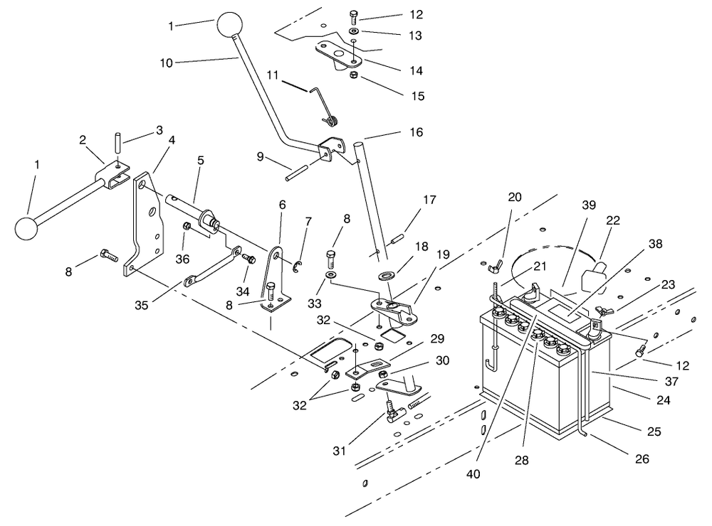 Transmission Linkage Assembly Diagram and Parts List for 70183 7900001 - 7999999 Toro Lawn Tractor