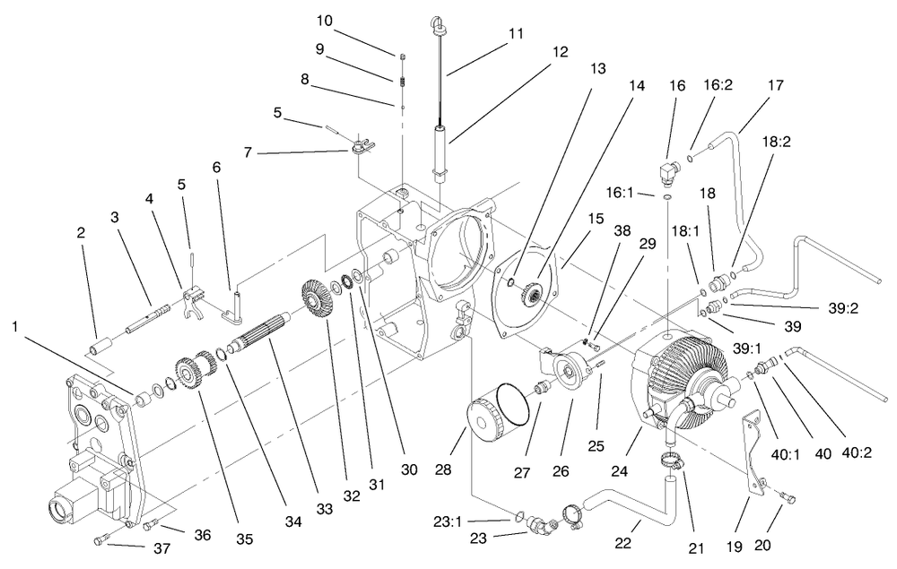 Hydro Trans Axle Assembly (Cont.) Diagram and Parts List for 73561 9900001 - 9999999 Toro Lawn Tractor