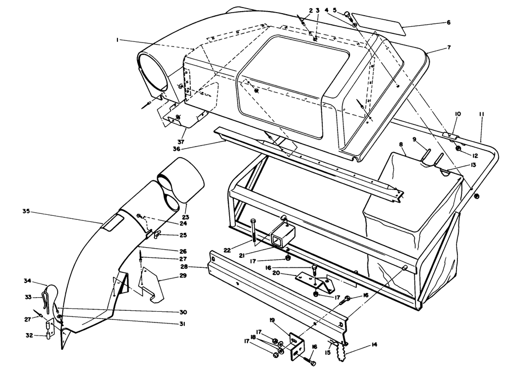 Twin Bagger Grass Catcher Model No. 59122 (Optional) Diagram and Parts List for 57360 6000001 - 6999999 Toro Lawn Tractor