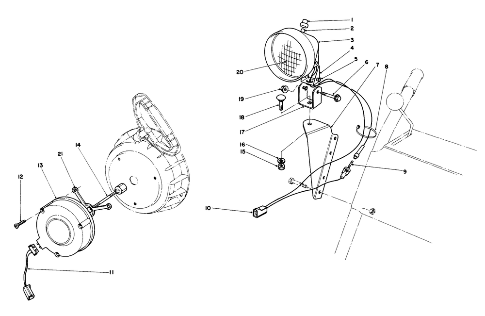 Light Kit No. 54-9822 (Optional) Diagram and Parts List for 38056C 9000001 - 9999999 Toro Snow Blower