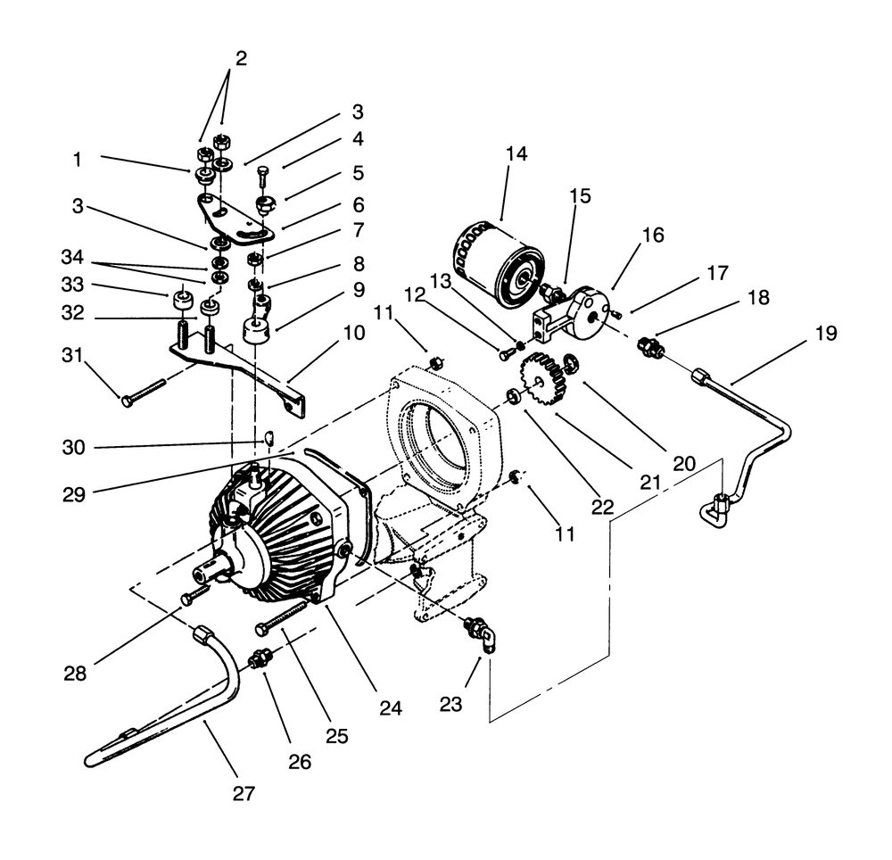 Transaxle Hydraulic System Diagram and Parts List for 73421 3900001 - 3999999 Toro Lawn Tractor