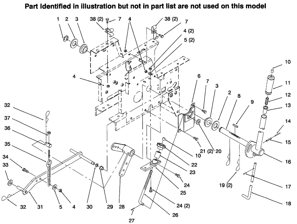 Manual Lift System Diagram and Parts List for 73422 6900001 - 6999999 Toro Lawn Tractor