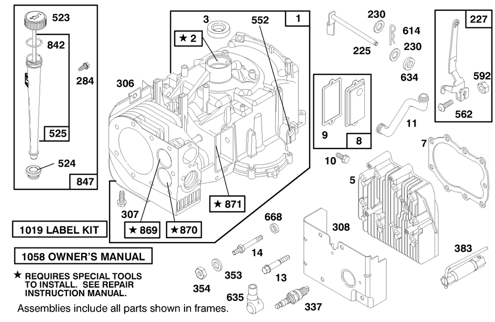 Engine Briggs & Stratton Model 28m707-0127-01 Diagram and Parts List for 70183 7900001 - 7999999 Toro Lawn Tractor