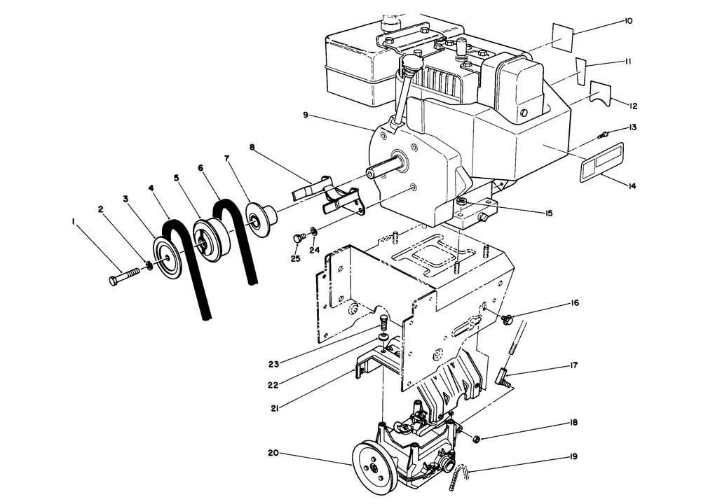 Engine Assembly Diagram and Parts List for 38574 2000001 - 2999999 Toro Snow Blower