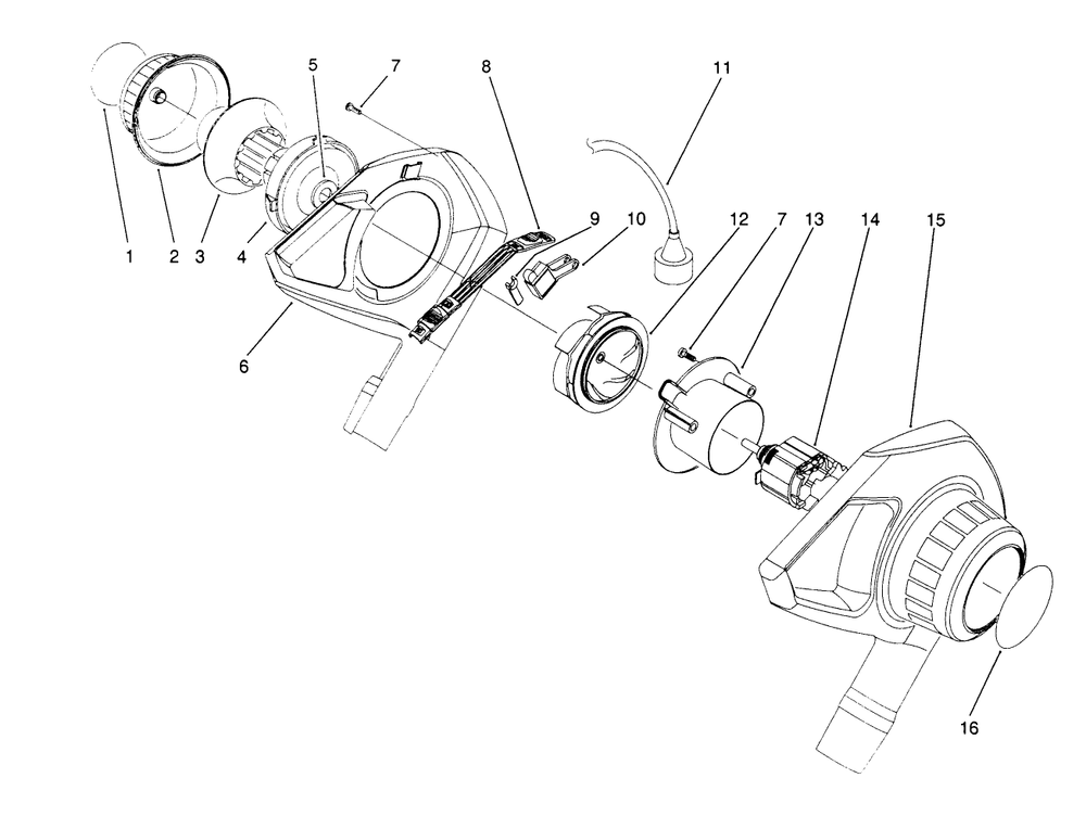 Blower Assembly Diagram and Parts List for 51537 1000001 - 1999999 Toro Leaf Blower / Vacuum