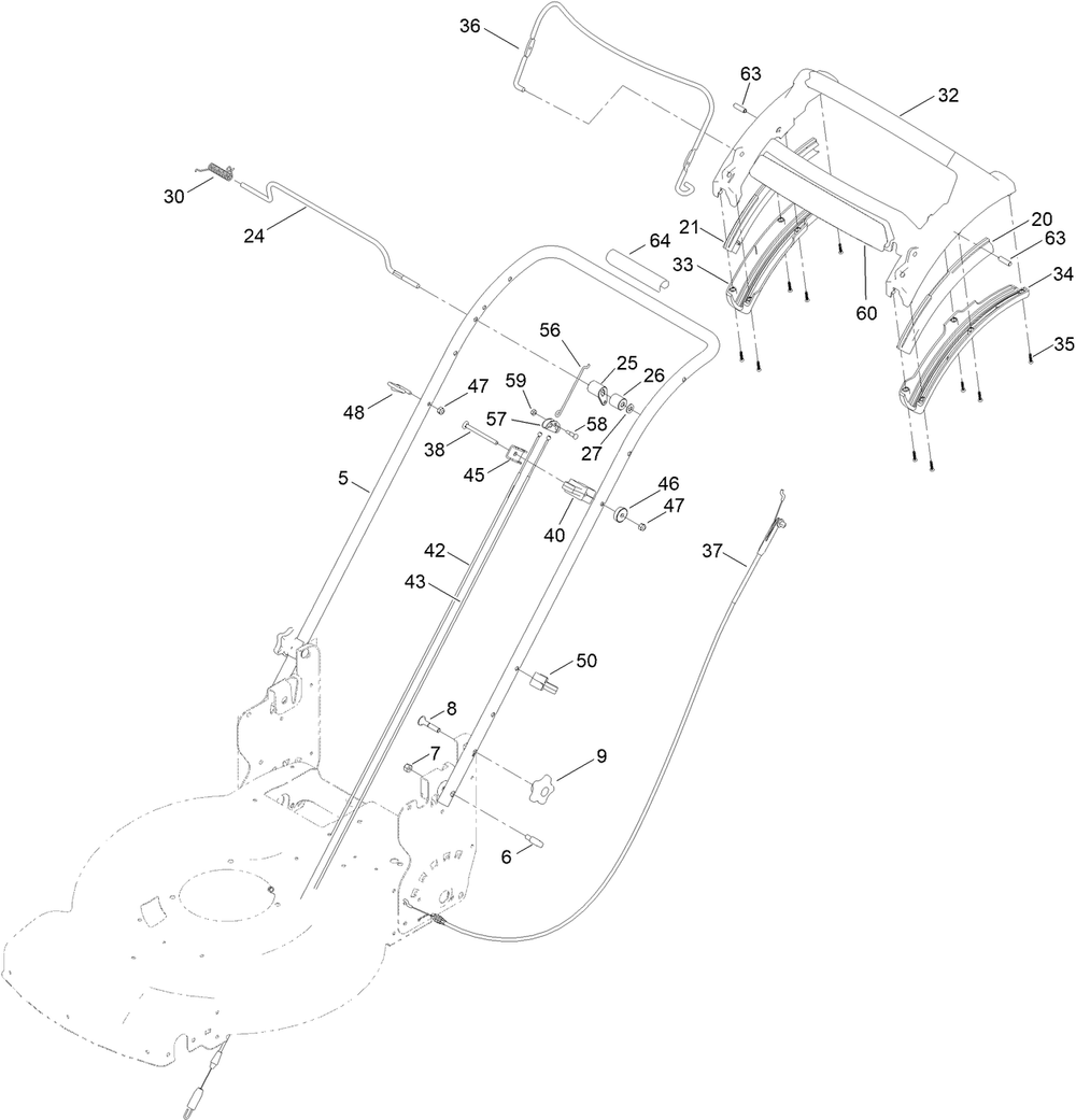 Handle Assembly Diagram and Parts List for 21472 412800000 - 999999999 Toro Lawn Mower
