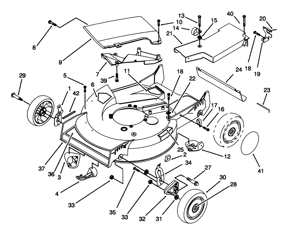 Housing Assembly Diagram and Parts List for 20439WF 39000001 - 39999999 Toro Lawn Mower