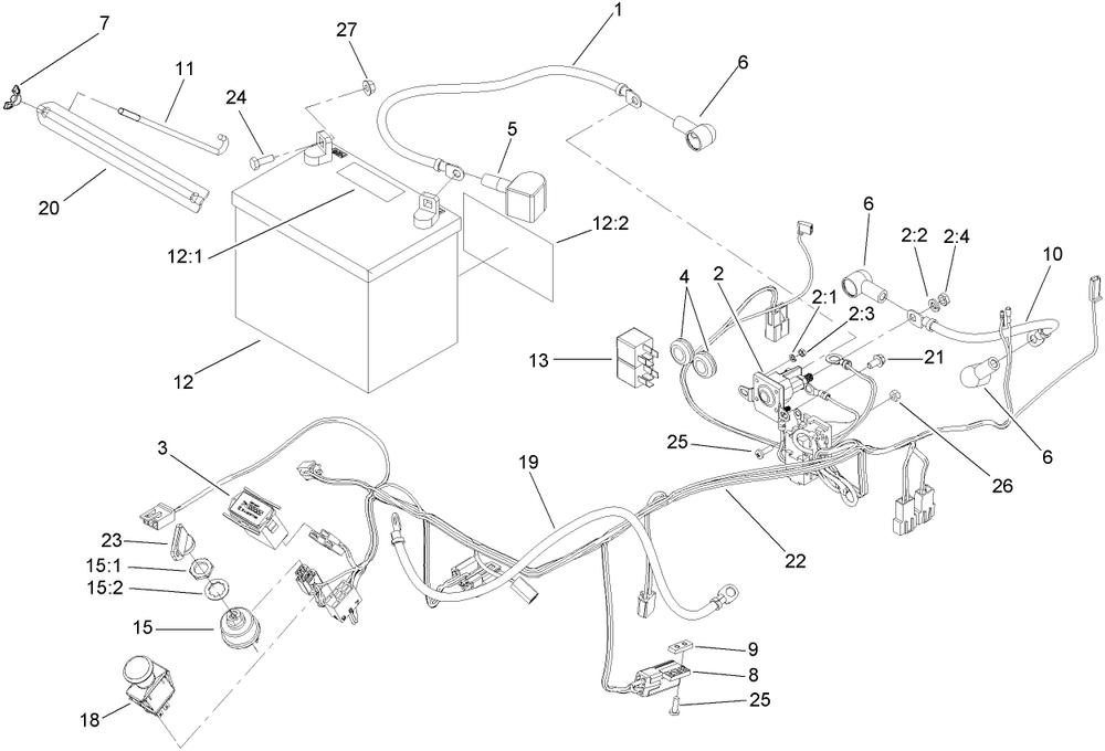 Electrical Assembly Diagram and Parts List for 74409TE (270000001-270000700)(2007) Toro Lawn Mower