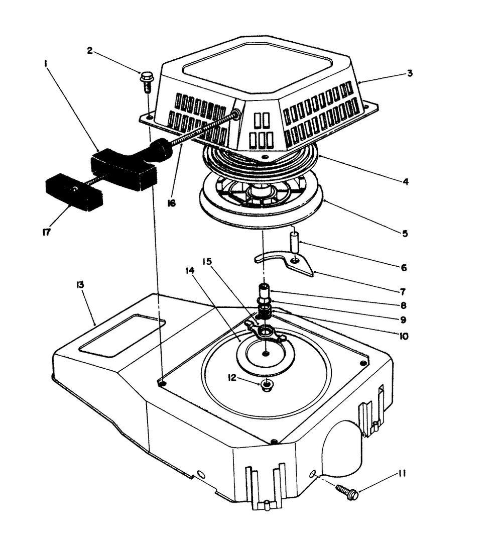 Recoil Assembly (Engine Model No. Vmj8) Diagram and Parts List for 26624 0000001 - 0001101 Toro Lawn Mower
