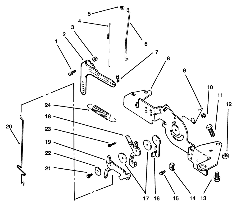 Engine Controls Diagram and Parts List for 72085 6900001 - 6999999 Toro Lawn Tractor