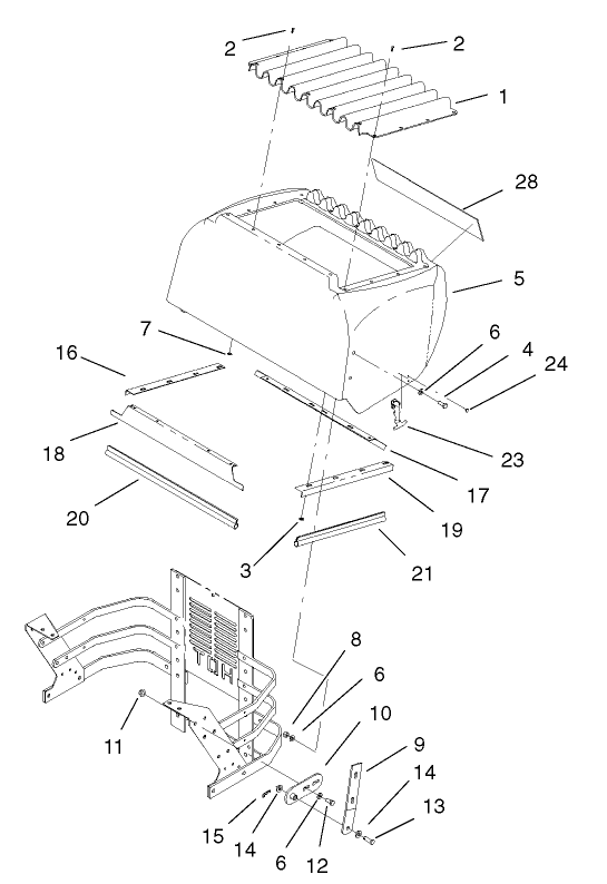 Hood Assembly Diagram and Parts List for 74214 (230000001-230006000)(2003) Toro Lawn Mower