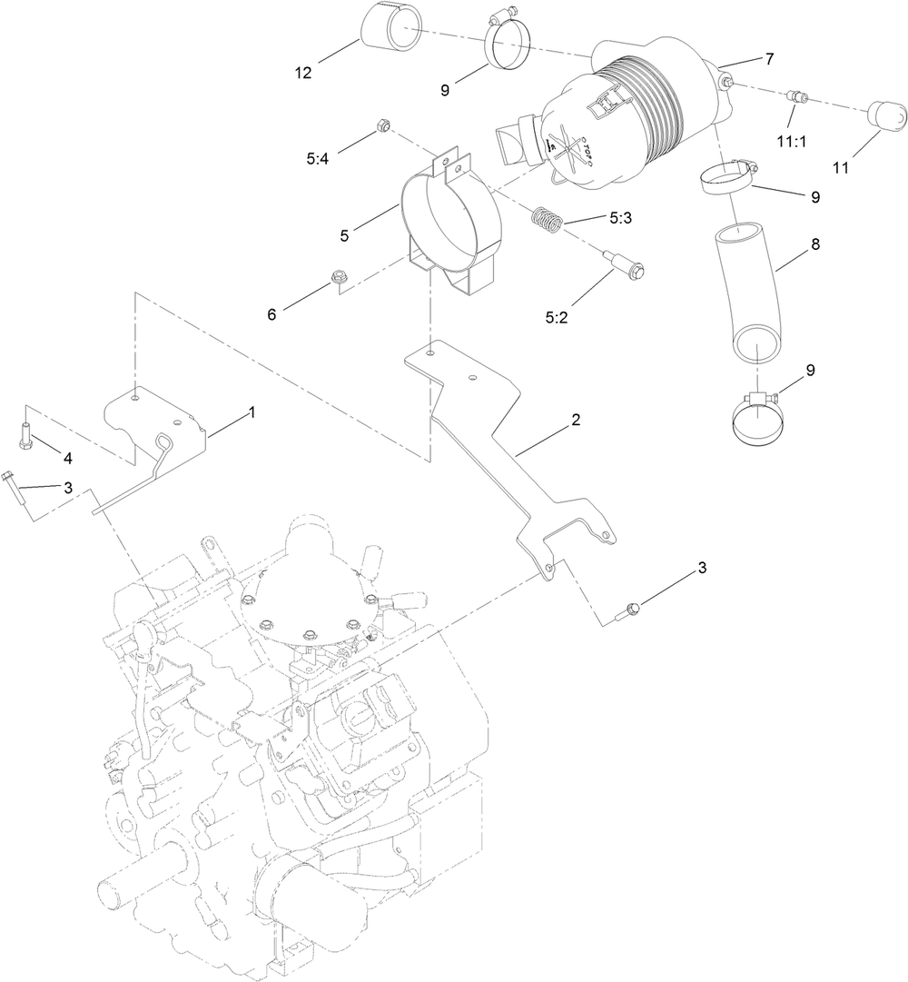 Air Cleaner Mount Assembly Diagram and Parts List for 22322 407400000 - 407999999 Toro Lawn Tractor Accessories