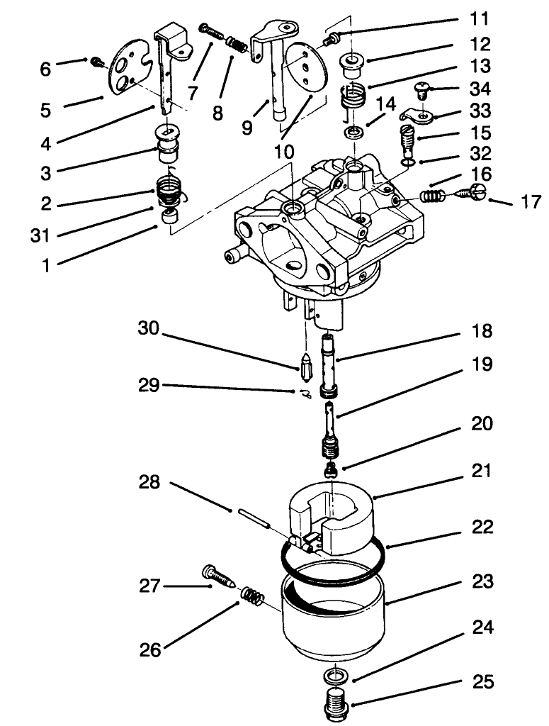 Carburetor Assembly Diagram and Parts List for 30165 4900001 - 4999999 Toro Lawn Tractor Accessories