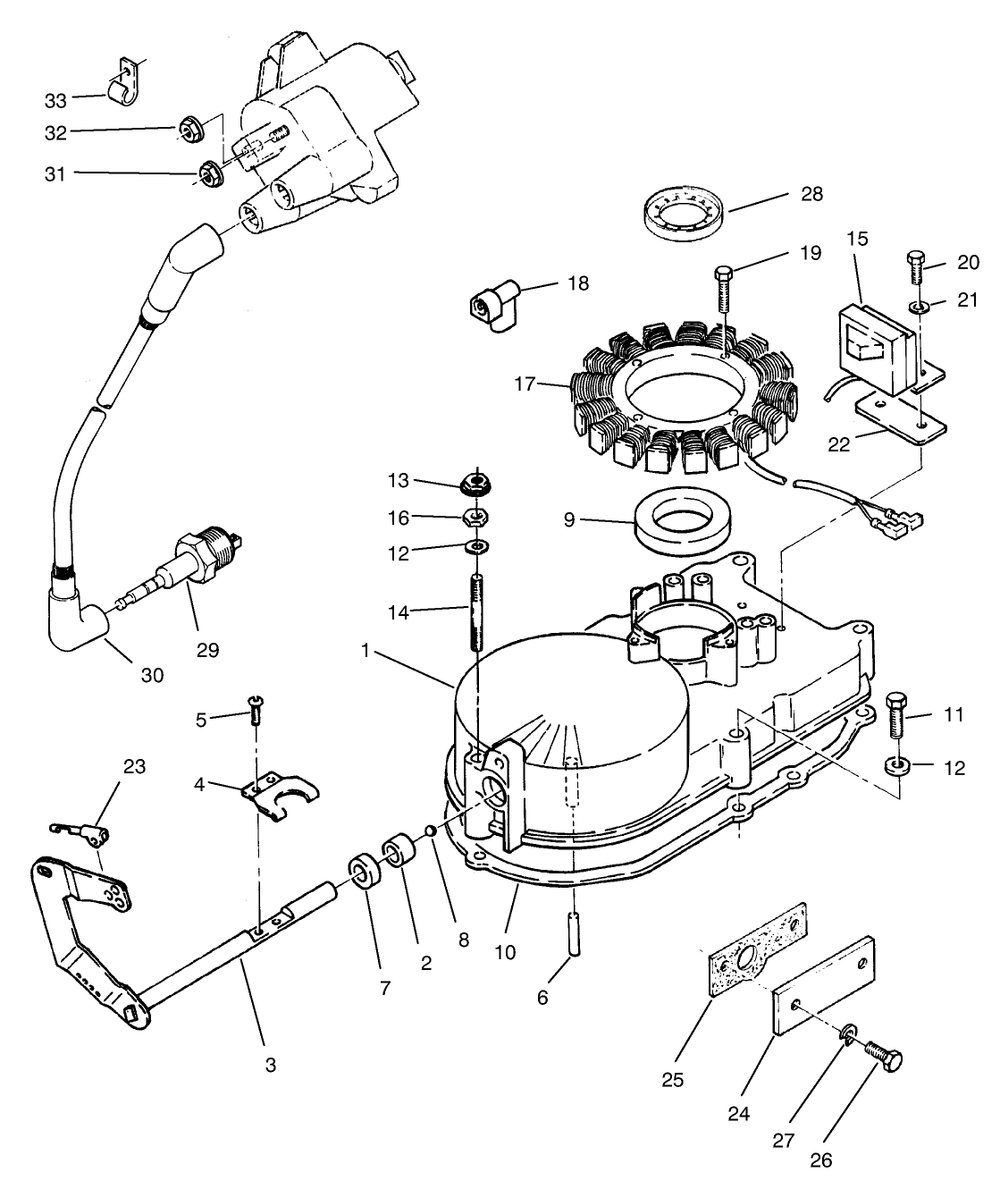 Gearcase & Ignition Assembly Diagram and Parts List for 74101 590001 - 599999 Toro Lawn Tractor