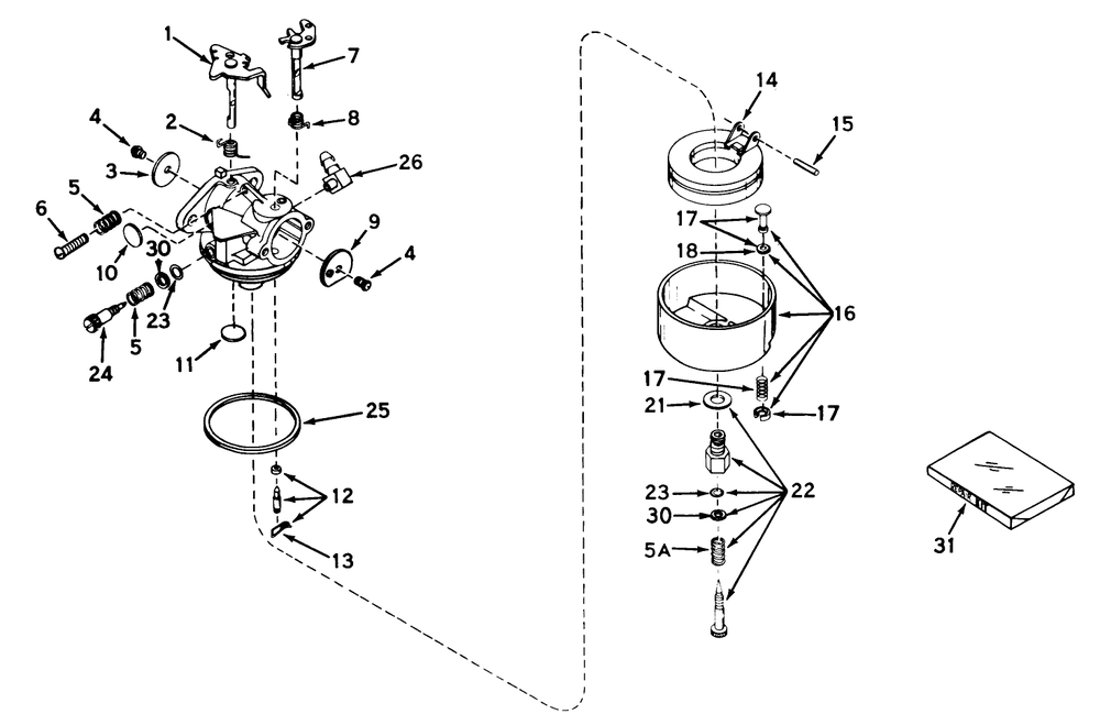 Carburetor No. 631449 Diagram and Parts List for 56033 4000001 - 4999999 Toro Lawn Tractor