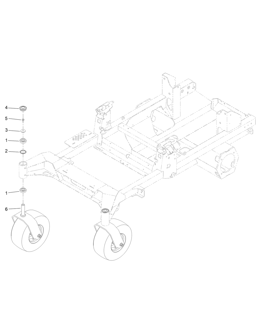 Front Caster Wheel Assembly Diagram and Parts List for 18752 400000000 - 414889586 Toro Lawn Tractor