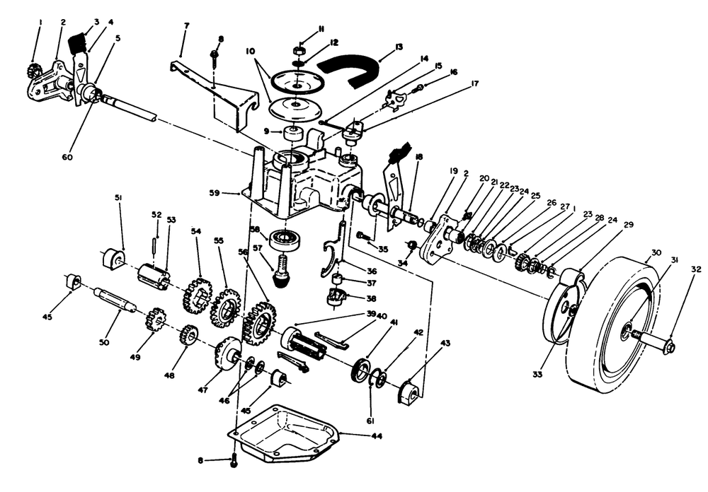 Gear Case Assembly Diagram and Parts List for 20106 1000001 - 1999999 Toro Lawn Mower