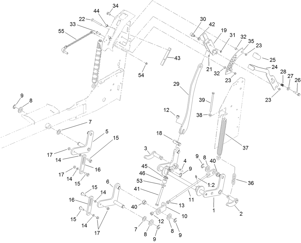 Decklift Assembly Diagram and Parts List for 79548 (313000001-313001000)(2013) Toro Lawn Mower