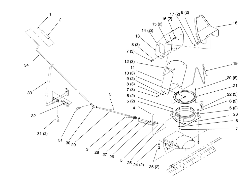 Chute And Direction Control Diagram and Parts List for 79262 5900001 - 5999999 Toro Lawn Tractor