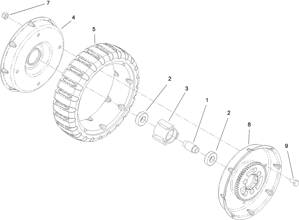 Wheel Assembly 1 Diagram and Parts List for 22156TE (310000001-310001000)(2010) Toro Lawn Mower