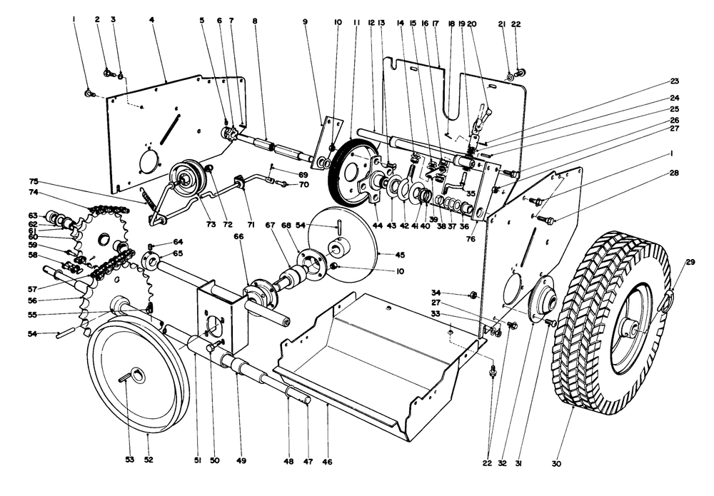 Traction Assembly Diagram and Parts List for 31660 2000001 - 2999999 Toro Snow Blower