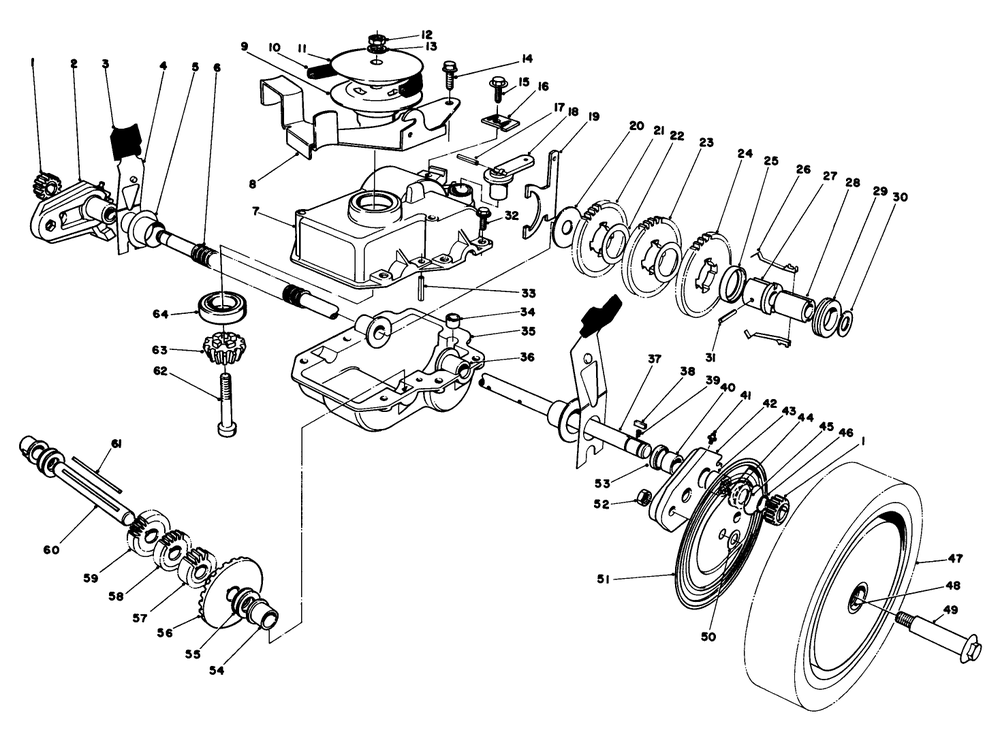 Gear Case Assembly Diagram and Parts List for 20715 5000001 - 5999999 Toro Lawn Mower