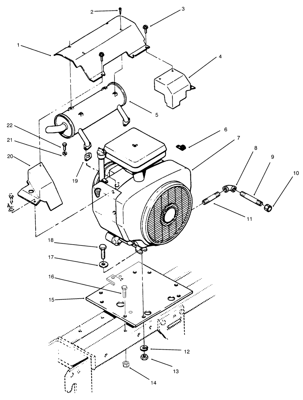 Engine And Exhaust Diagram and Parts List for 73520 5900001 - 5900177 Toro Lawn Tractor