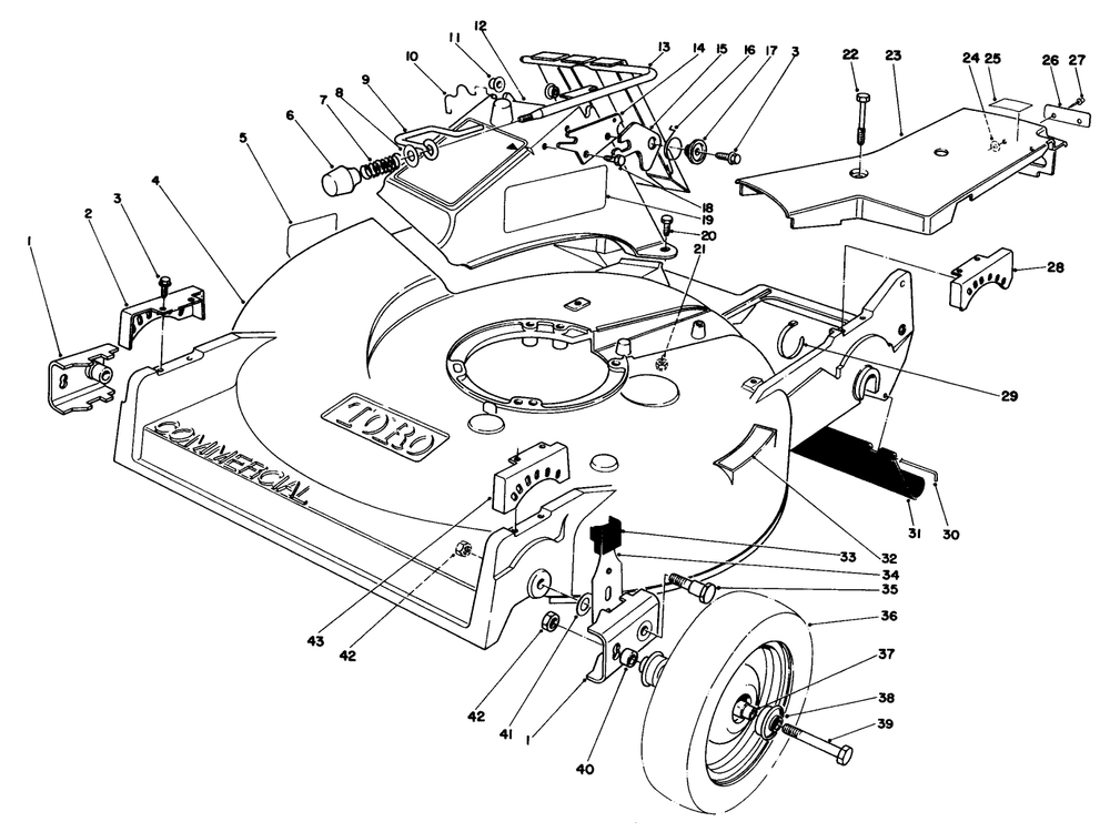 Housing Assembly (Model 22035) Diagram and Parts List for 22035 4000001 - 4999999 Toro Lawn Mower