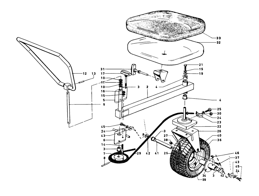 Sulky Assembly Diagram and Parts List for 3104 3000001 - 3999999 Toro Lawn Tractor Accessories