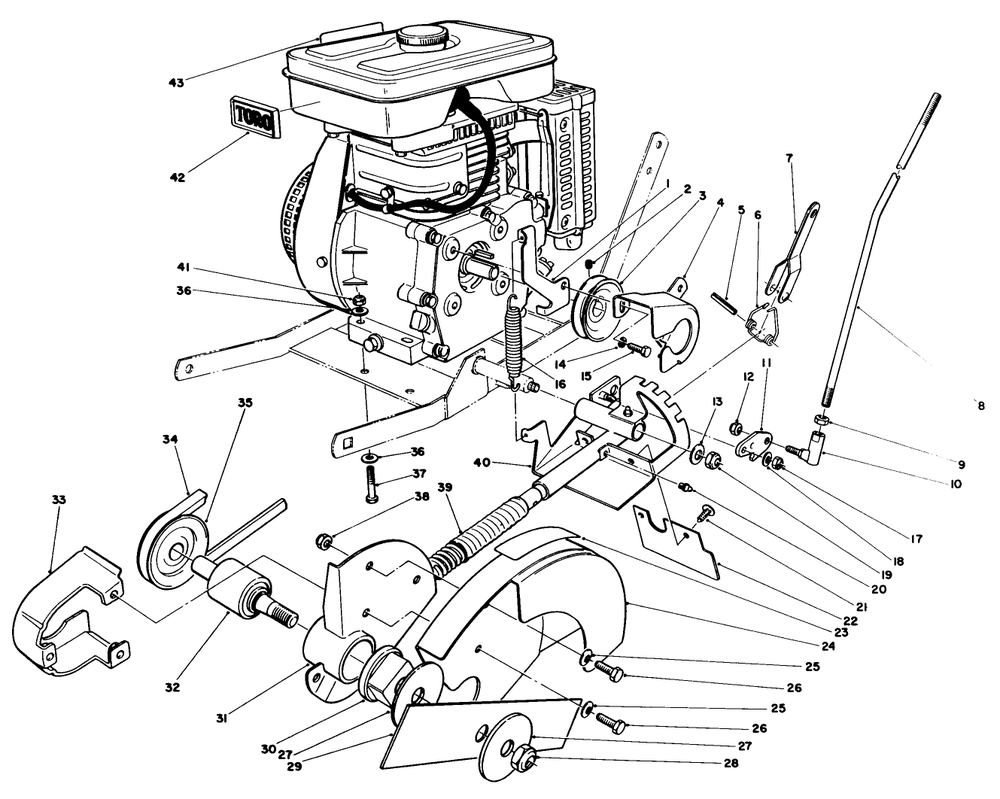Engine & Blade Assembly Diagram and Parts List for 58435 5000001 - 5999999 Toro Edger