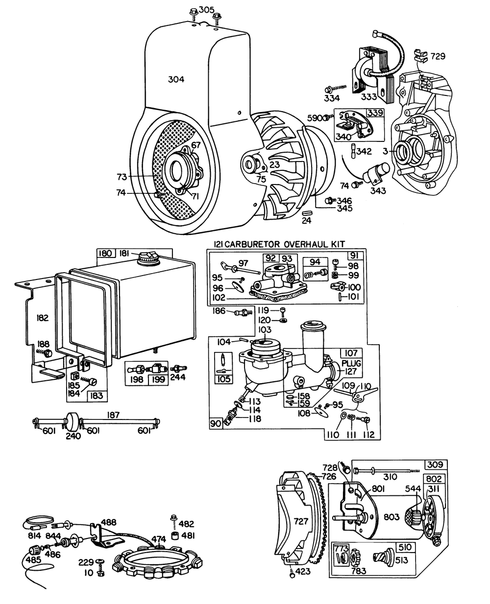 Engine Briggs & Stratton Model No. 251417 Type No. 0173-01 Diagram and Parts List for 31995 7000001 - 7999999 Toro Snow Blower