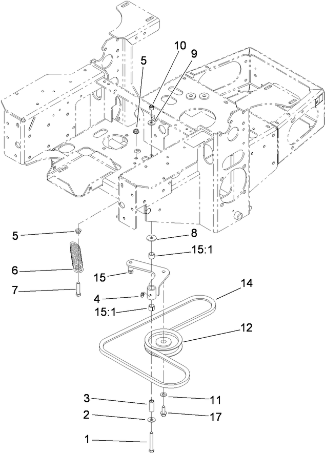 Pump Idler And Belt Assembly Diagram and Parts List for 74450TE (290000001-290999999)(2009) Toro Lawn Mower